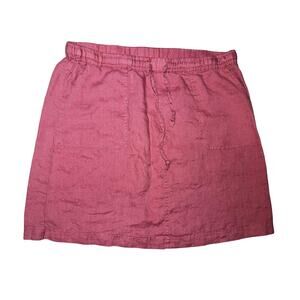 Isabella Bird Skirt Womens Large Pink Linen Pull On Casual Pocket Summer Style